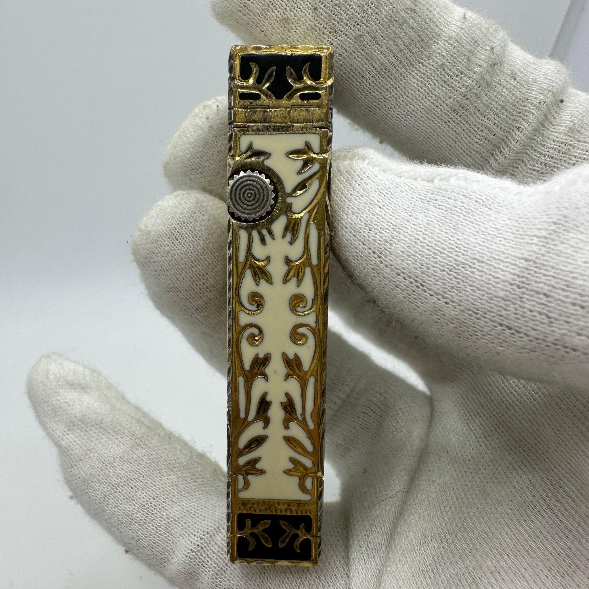 Seltener Royking-Leuchter von Alfred Dunhill, 18 Karat vergoldet und Emaille-Intarsien (Barock)