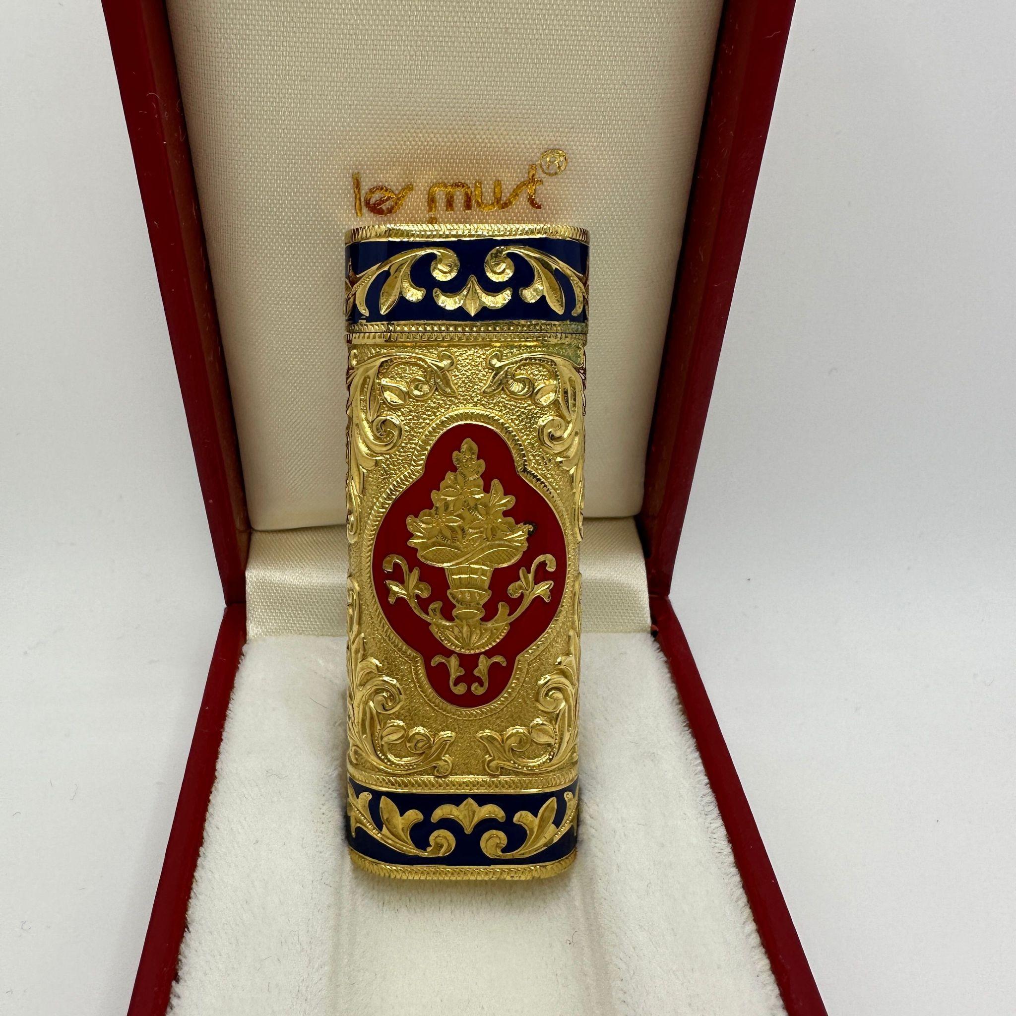 Le Must de Cartier Very Rare Royking Lighter, 18k Gold Plating & Enamel Inlay  4