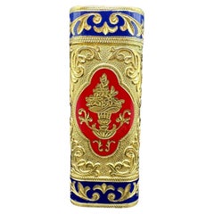 Le Must de Cartier Very Rare Royking Lighter, 18k Gold Plating & Enamel Inlay 