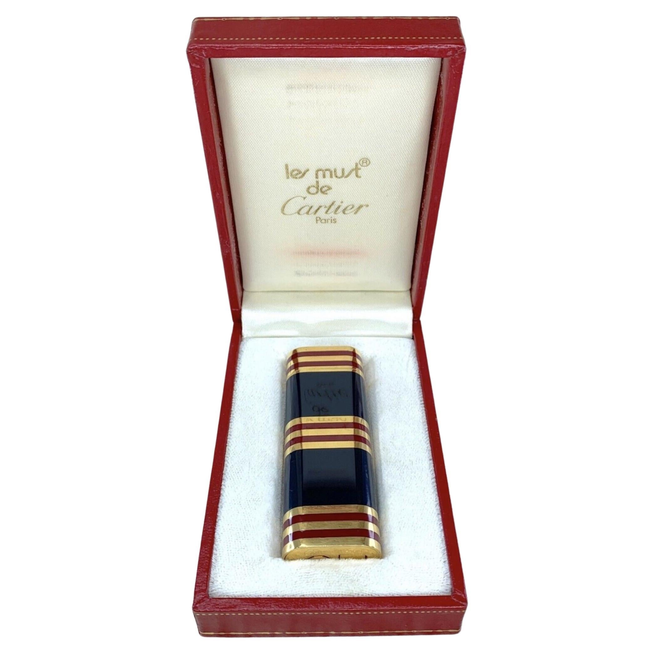 Le Must de Cartier Very Rare Royking Lighter, 18k Gold Plating and ...