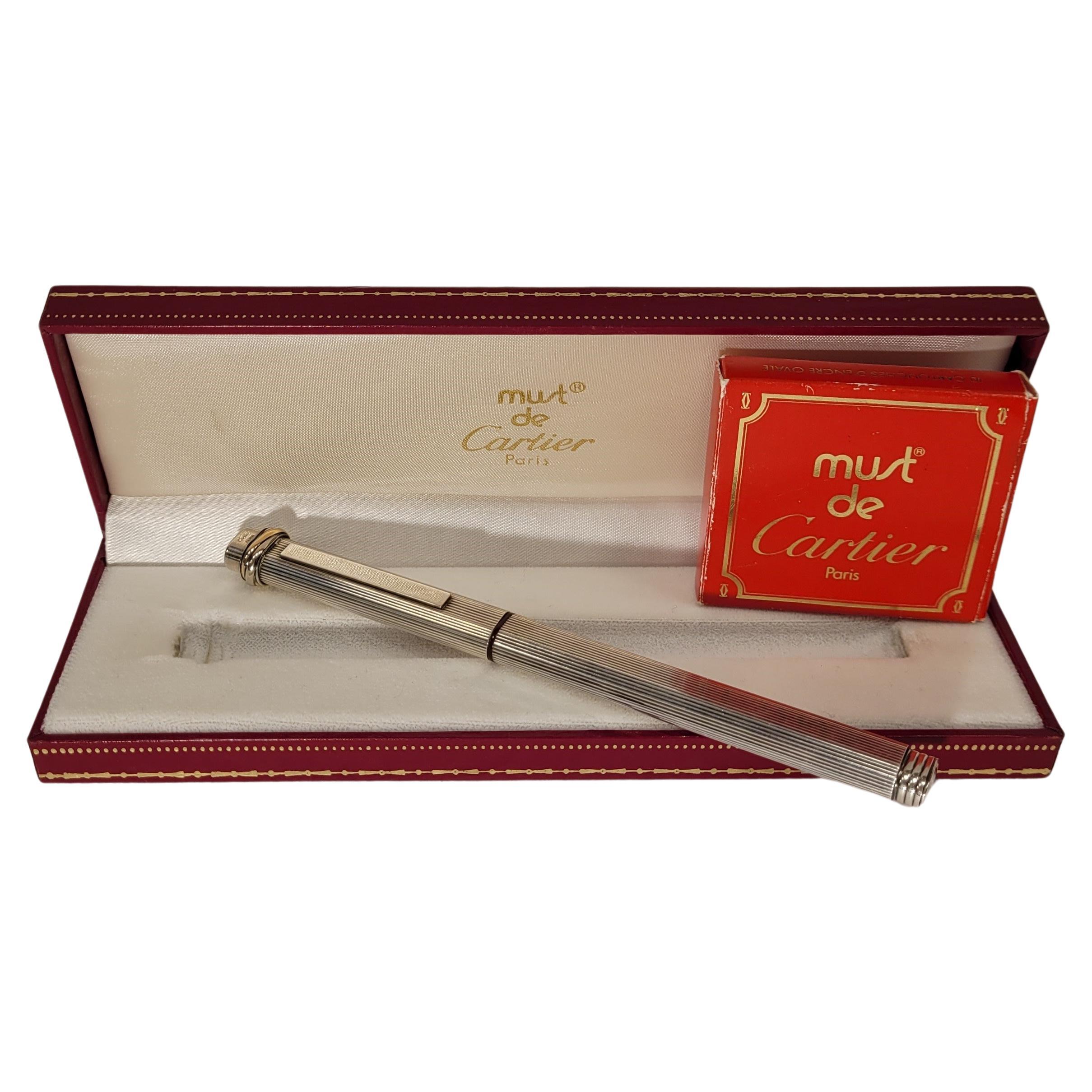 Le Must Vendome Trinity fountain Silver pen, Cartier, 90’s – France For Sale