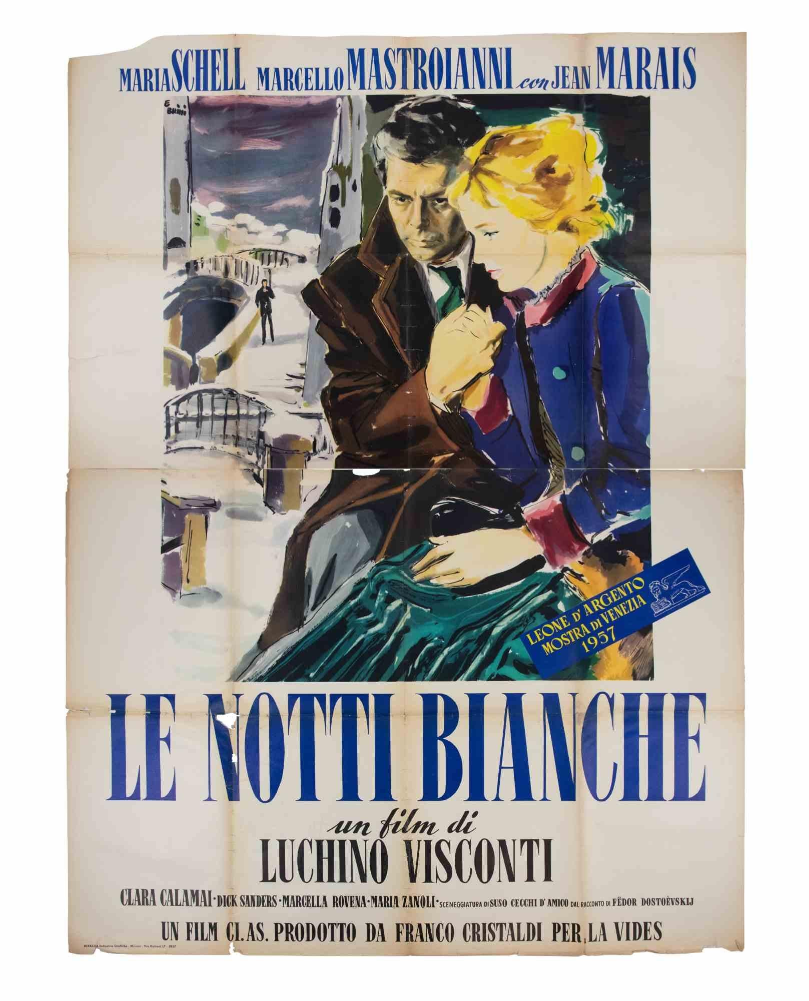 Affiche vintage réalisée en 1957.

Réalisé par Luchino Visconti. Avec Marcello Mastroianni, Maria Schell. Œuvre d'art peinte par Ercole Brini. Récompensé par le Lion d'argent au Festival du film de Venise, noté dans le design. Foldes. Condit : B,