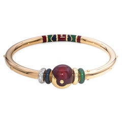 Le Nouvelle Bague 18k Yellow Gold Enamel and Diamond Bangle Bracelet