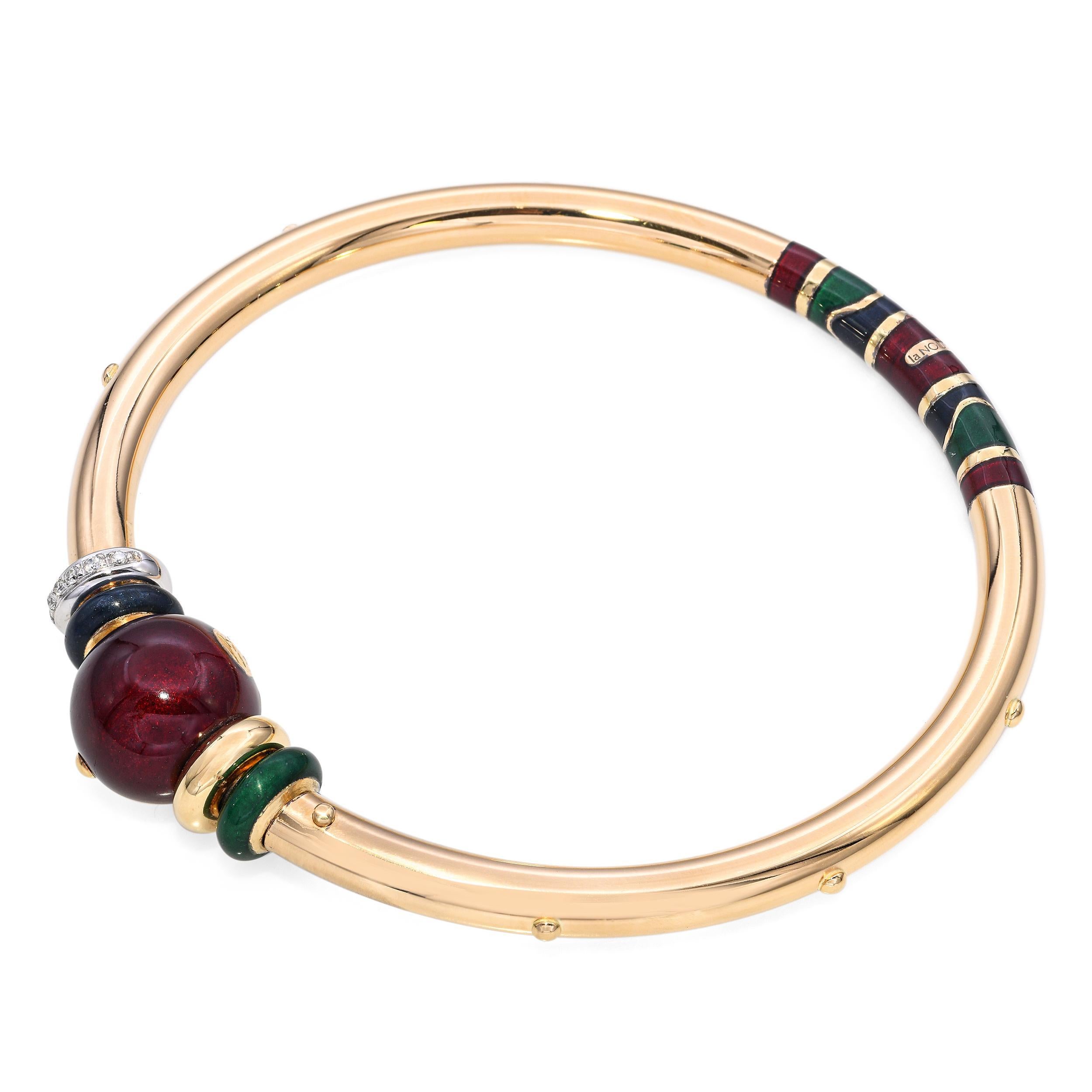 Le Nouvelle Bague Bracelet en or jaune 18k avec émail et diamants Bon état - En vente à New York, NY