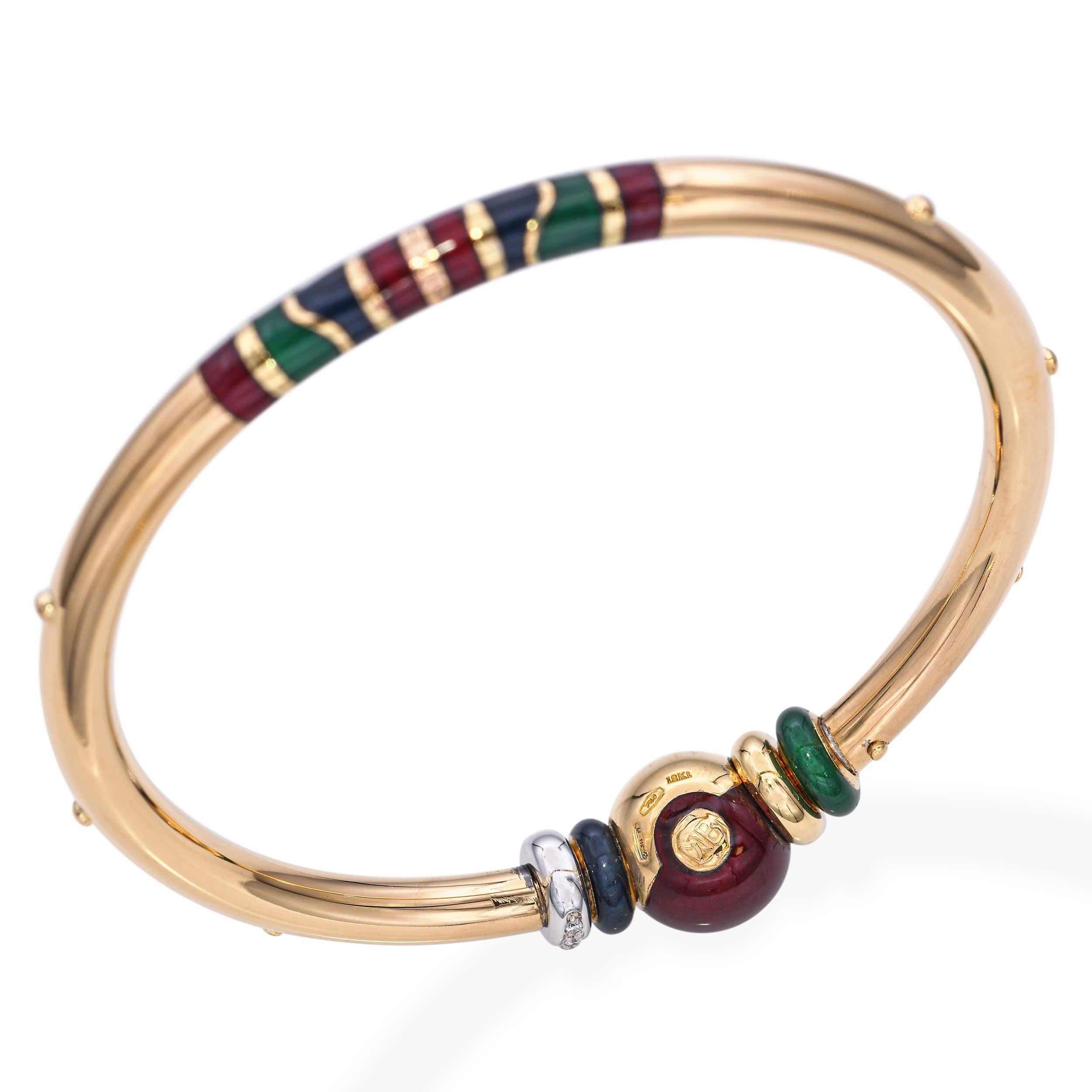 Le Nouvelle Bague Bracelet en or jaune 18k avec émail et diamants en vente 1