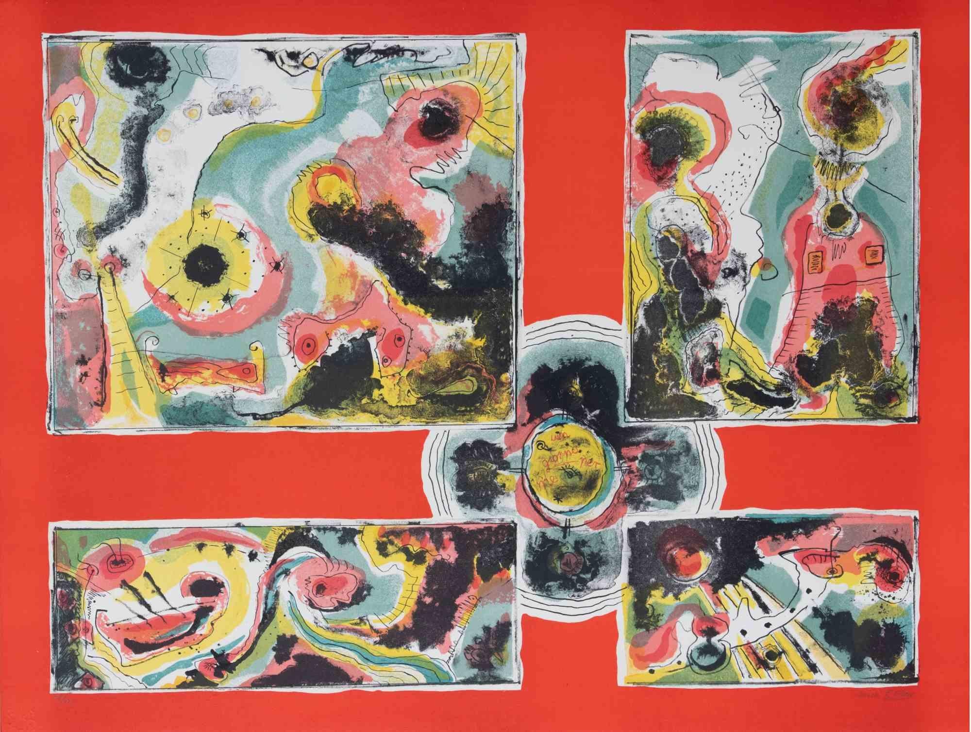 Red Abstract is a contemporary artwork realized by Le Pond in 1970s.

Mixed colored lithograph.

Hand signed on the lower margin.

Numbered on the lower margin.

Edition of 45/100