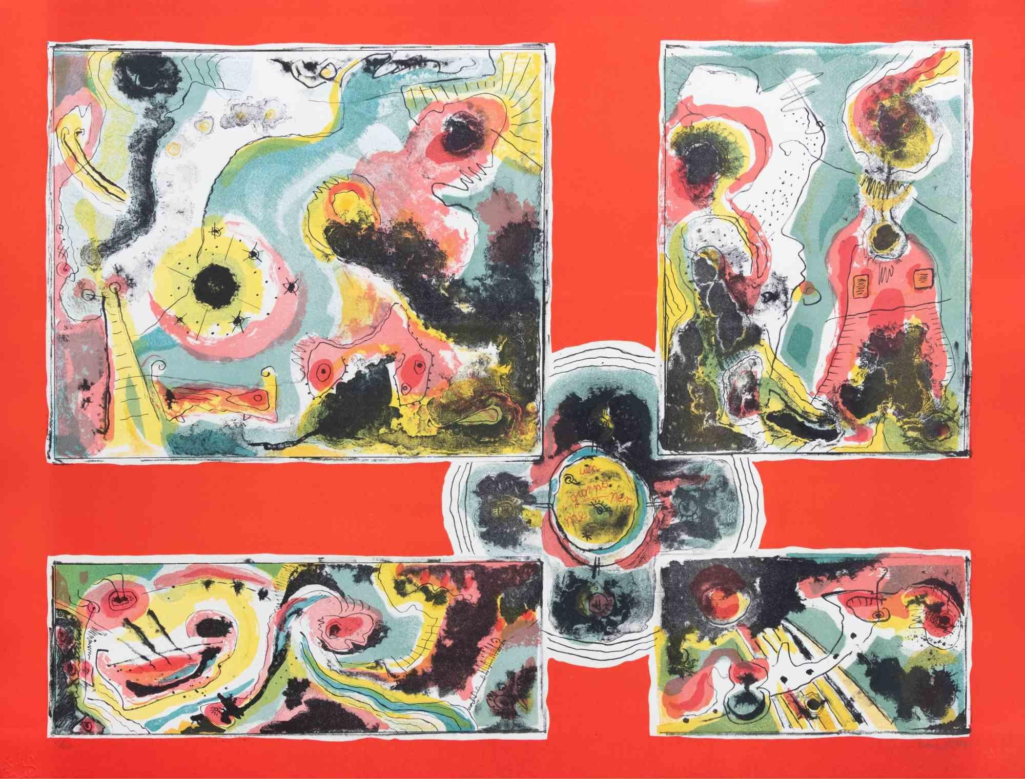 Red Abstract is a contemporary artwork realized by Le Pond in 1970s.

Mixed colored lithograph.

Hand signed on the lower margin.

Numbered on the lower margin.

Edition of 66/100