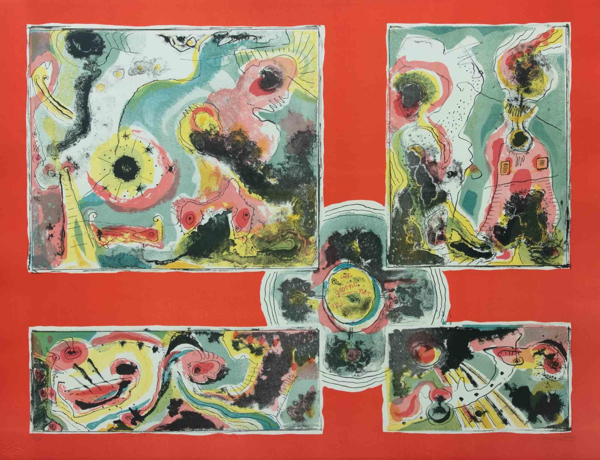 Red Abstract is a contemporary artwork realized by Le Pond in 1970s.

Mixed colored lithograph.

Hand signed on the lower margin.

Numbered on the lower margin.

Edition of 12/100