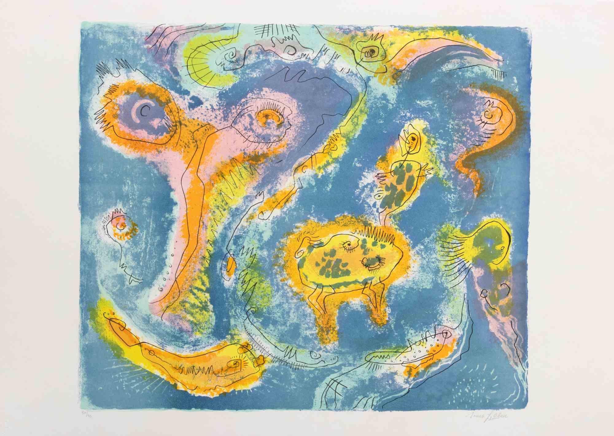 The Pond is an original contemporary artwork realized by Le Pond in 1970s.

Mixed colored lithograph.

Hand signed on the lower margin.

Numbered on the lower margin.

Edition of 10/95.