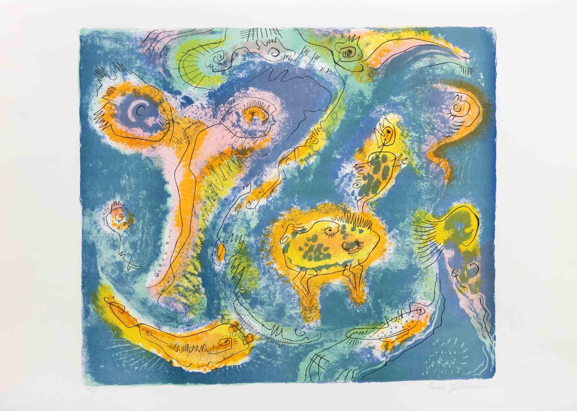L'étang est une œuvre d'art contemporain réalisée par Le Pond dans les années 1970.

Lithographie en couleurs mélangées.

Signé à la main dans la marge inférieure.

Numéroté dans la marge inférieure.

Édition de 63/95.