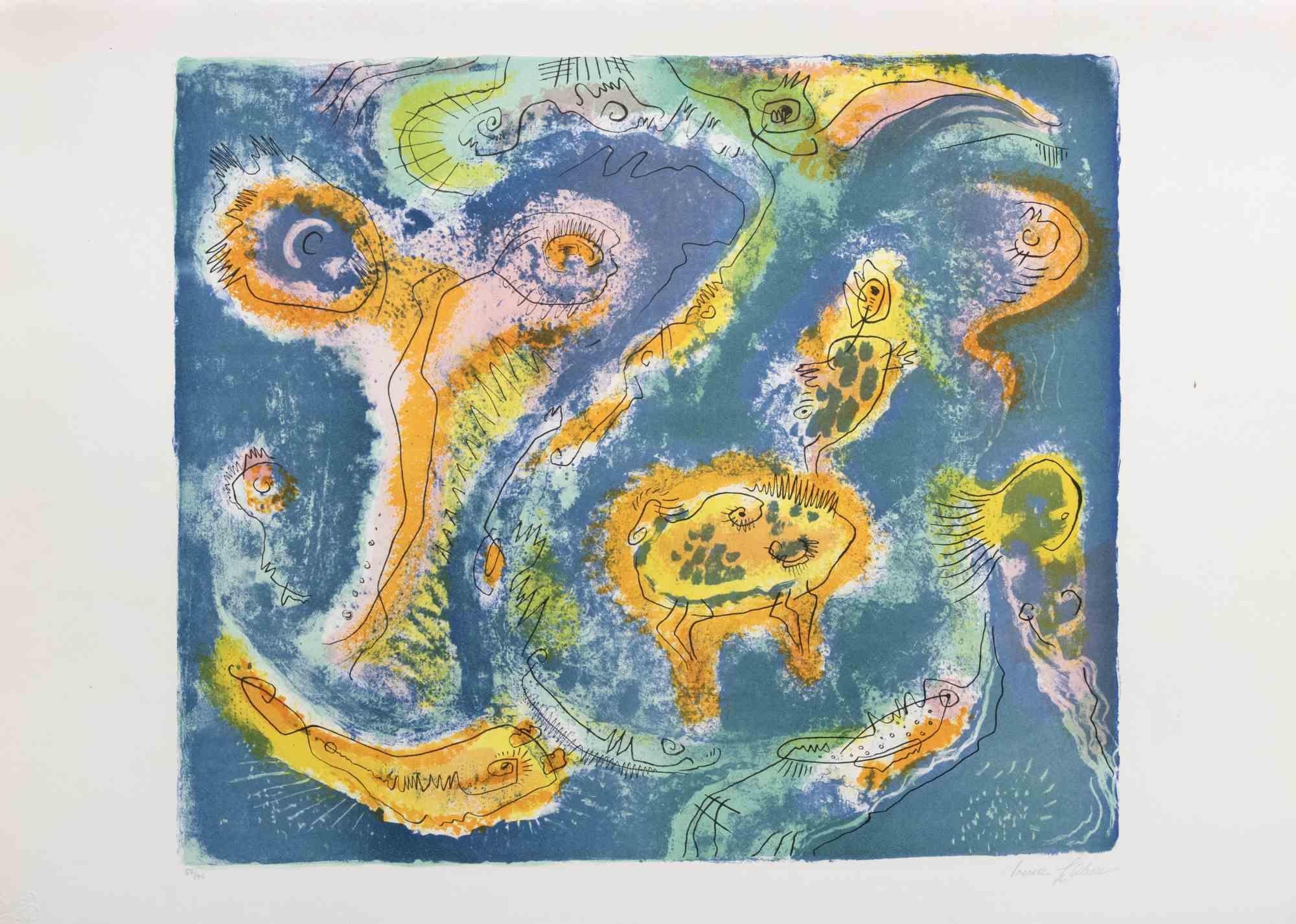 The Pond is a contemporary artwork realized by Le Pond in 1970s.

Mixed colored lithograph.

Hand signed on the lower margin.

Numbered on the lower margin.

Edition of 57/95.