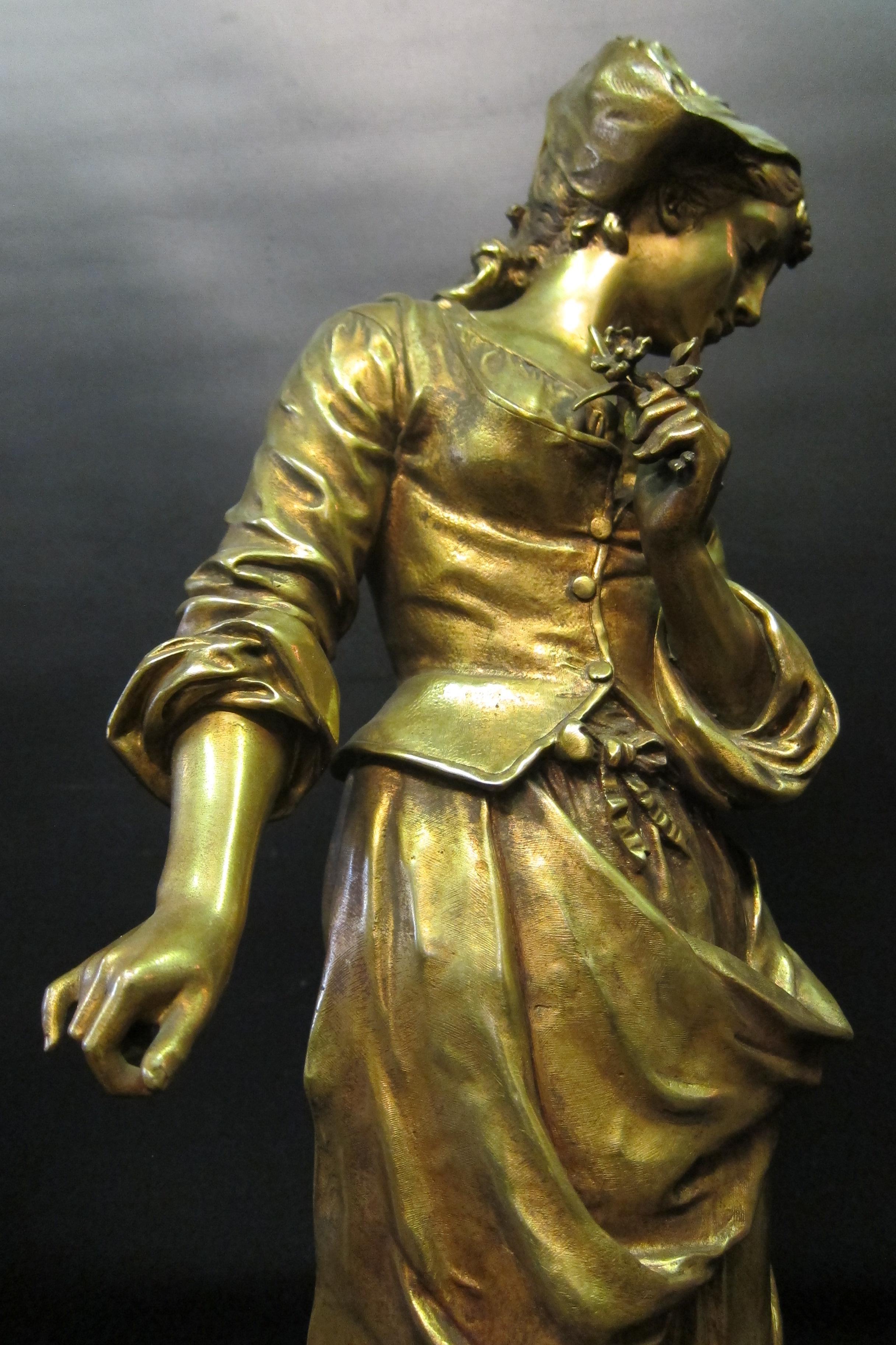 Français « Le Passage Du Ruisseau », bronze d'Edmond Tassel en vente