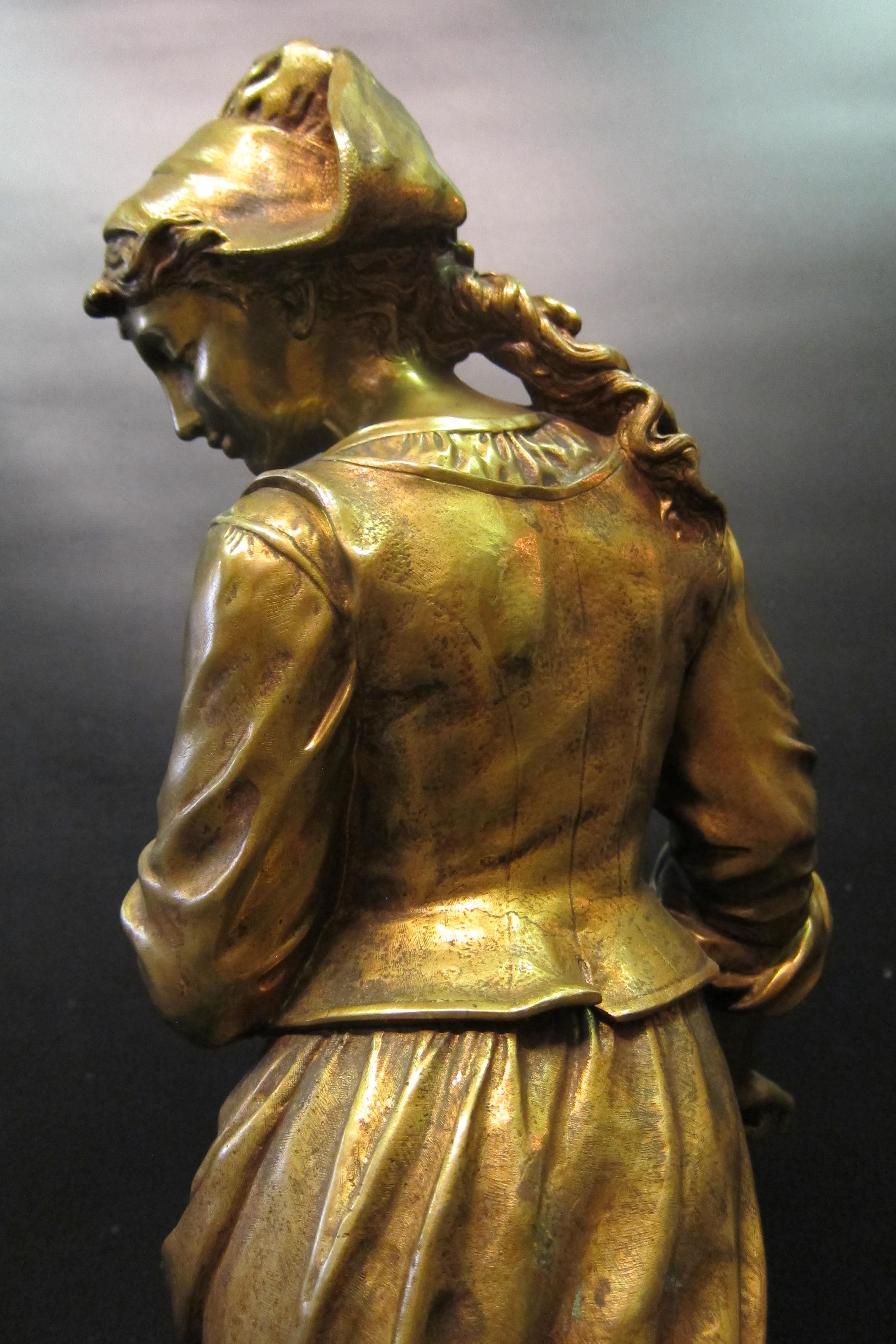 Fin du XIXe siècle « Le Passage Du Ruisseau », bronze d'Edmond Tassel en vente