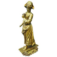 Antique "Le Passage Du Ruisseau", Bronze by Edmond Tassel