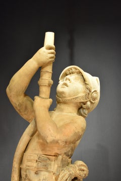 "Le Petit Pompier" a Very Fine Terracotta Sculpture on Its Original Terracotta