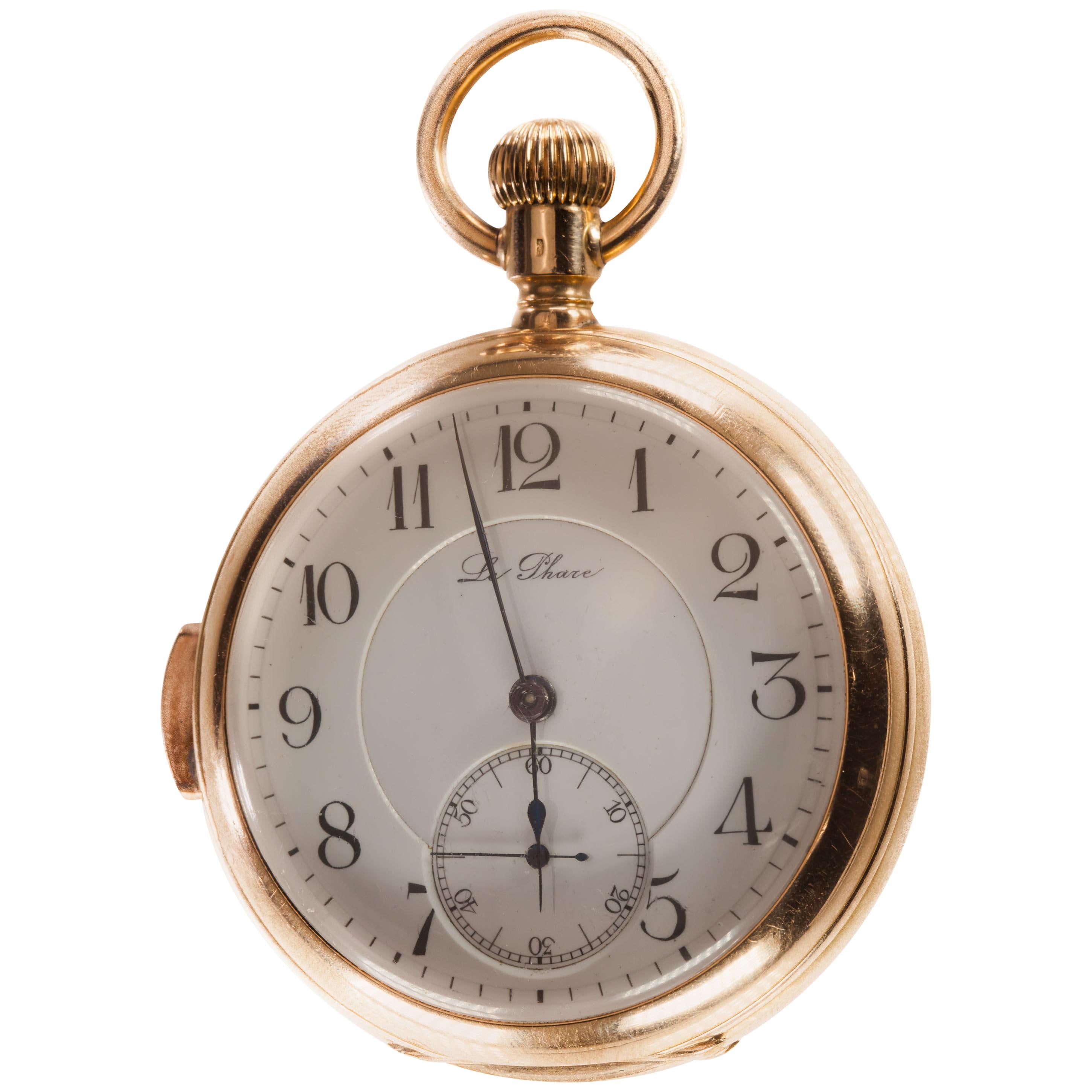 Le Phare 18 Karat Yellow Gold Minute Repeater Open Face Pocket Watch