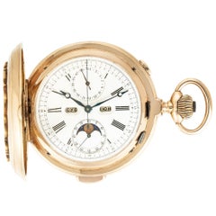 Le Phare. Cronografo con calendario a ripetizione minuti in oro C1890