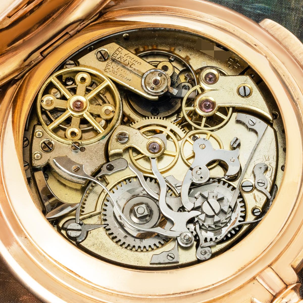 Le Phare A Rose Gold Full Hunter Calendar Minute Repeater Chronograph C1890 For Sale 2