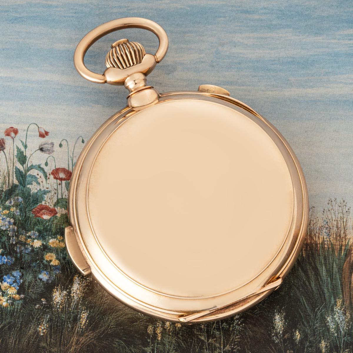 Le Phare A Rose Gold Full Hunter Calendar Minute Repeater Chronograph C1890 For Sale 3
