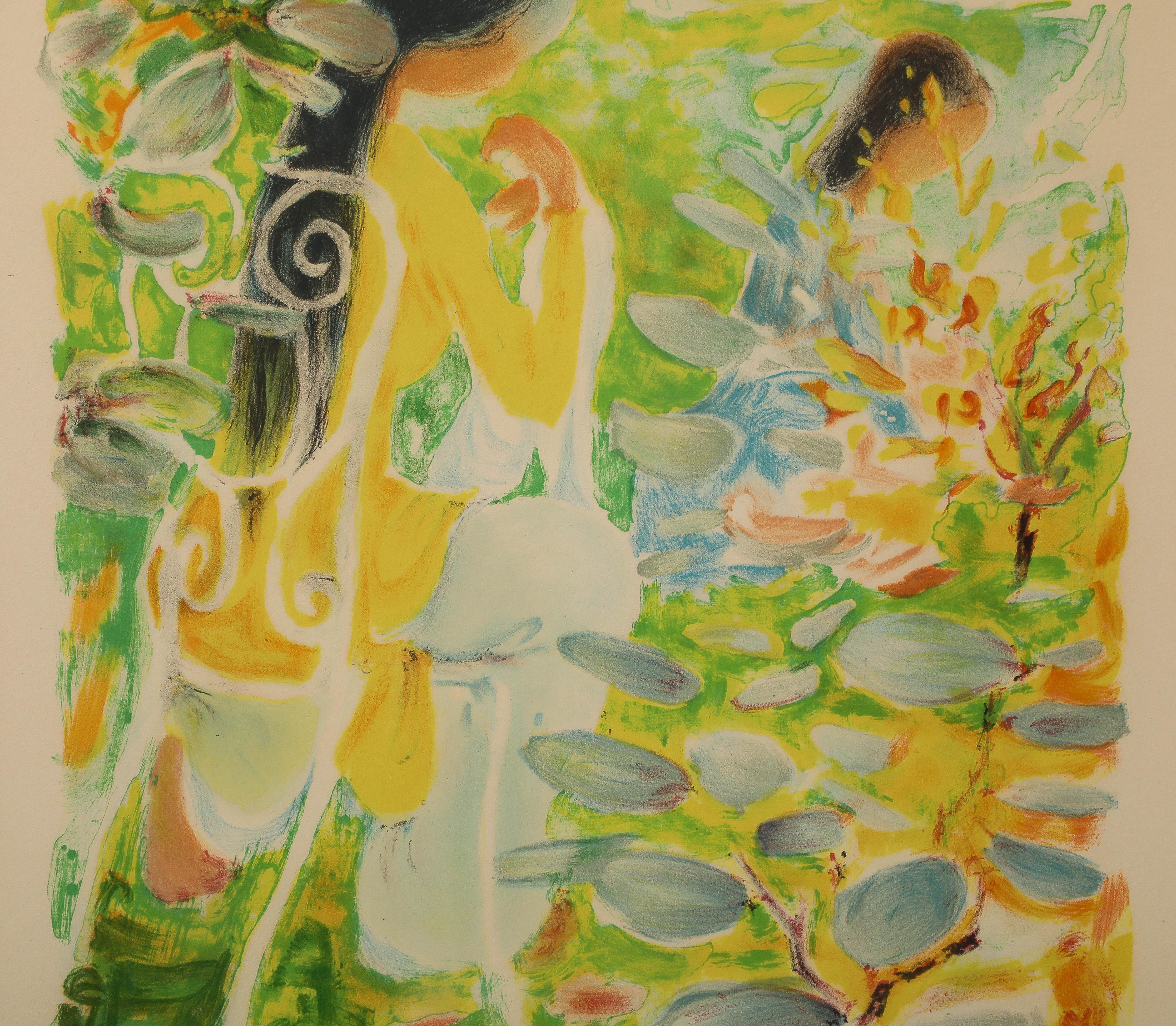 Le Pho lithograph Two Sisters In Good Condition In Jersey City, NJ