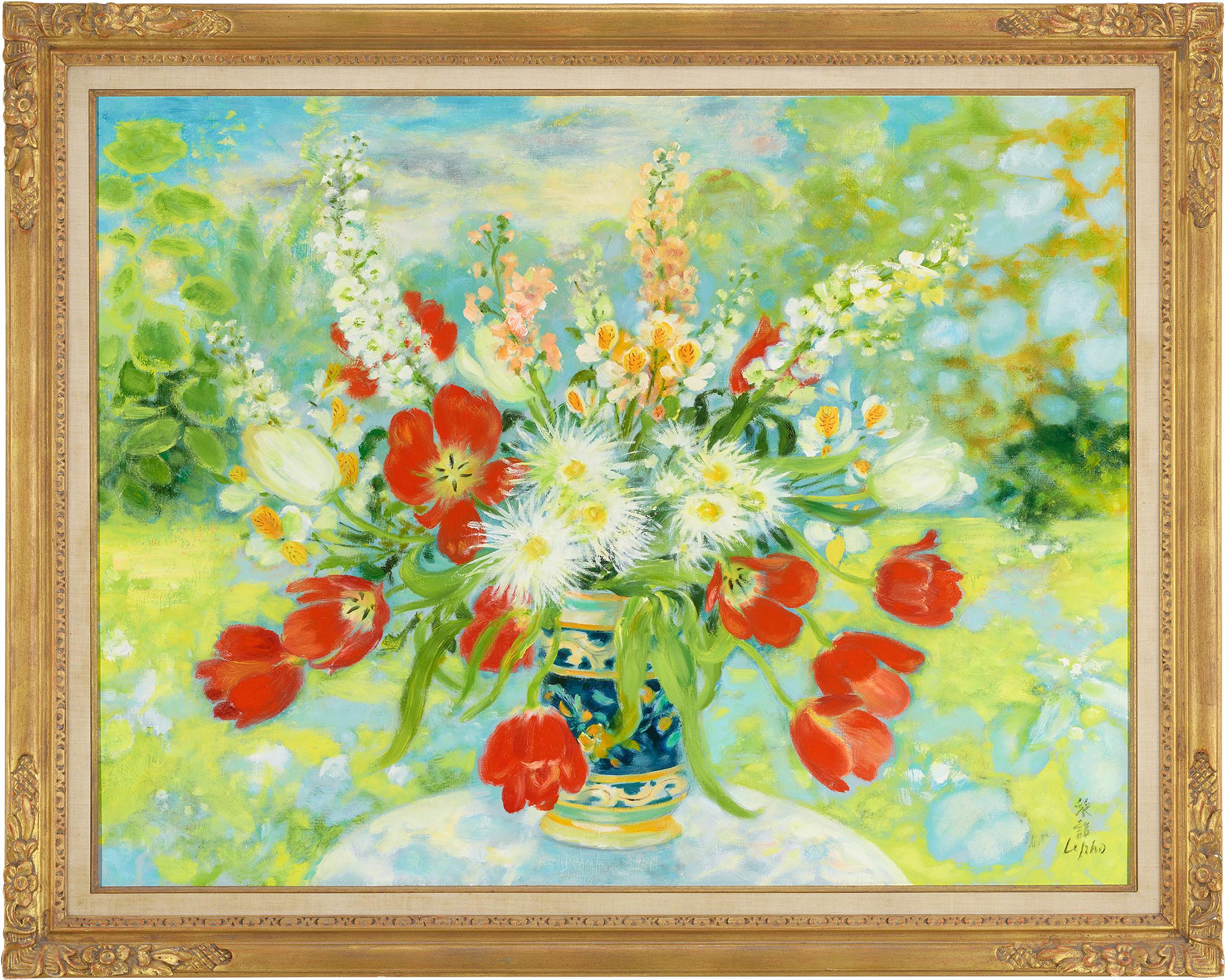 Les Tulipes et les Tokyos (Tulips and Tokyos) - Painting by Le Pho