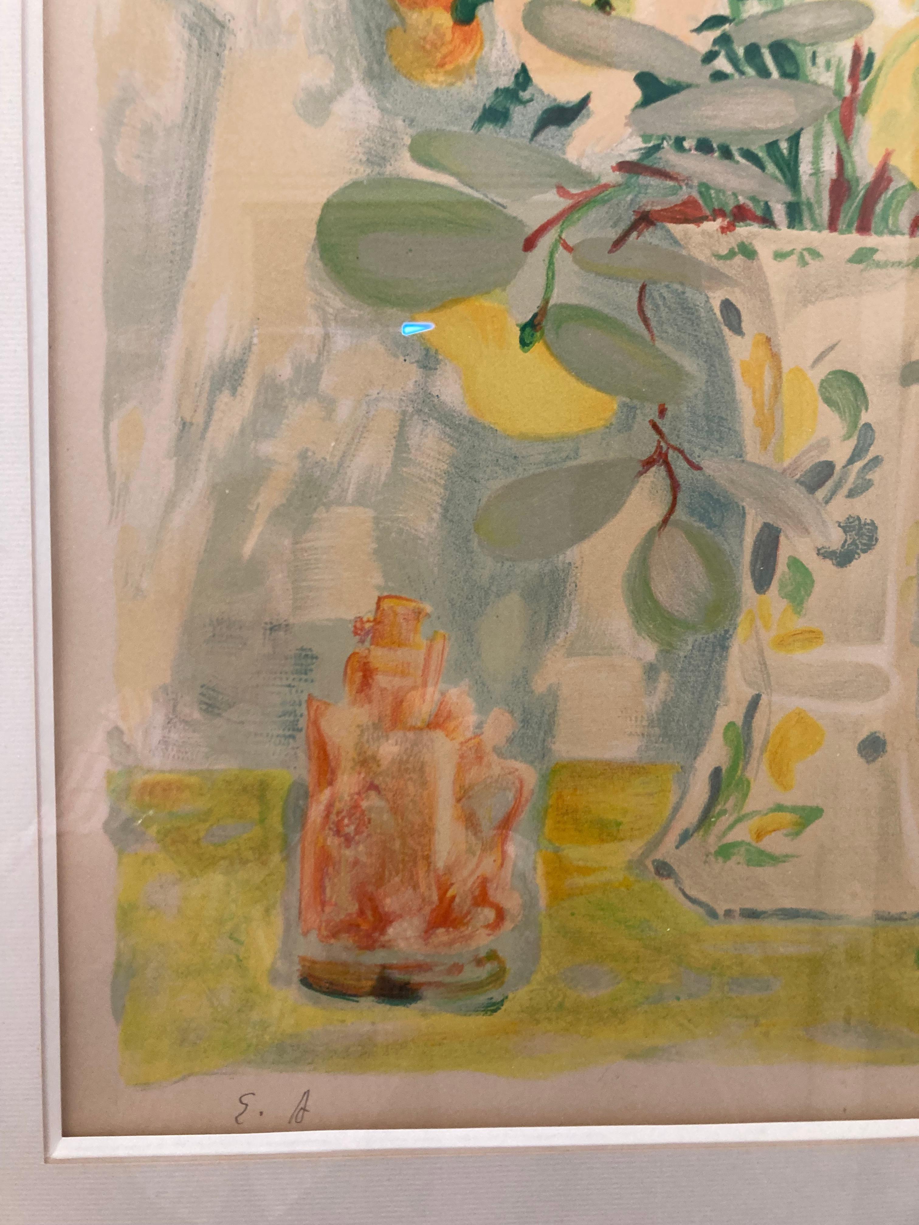 LE PHO Lithographie  E.A  Blumen (Ende des 20. Jahrhunderts) im Angebot