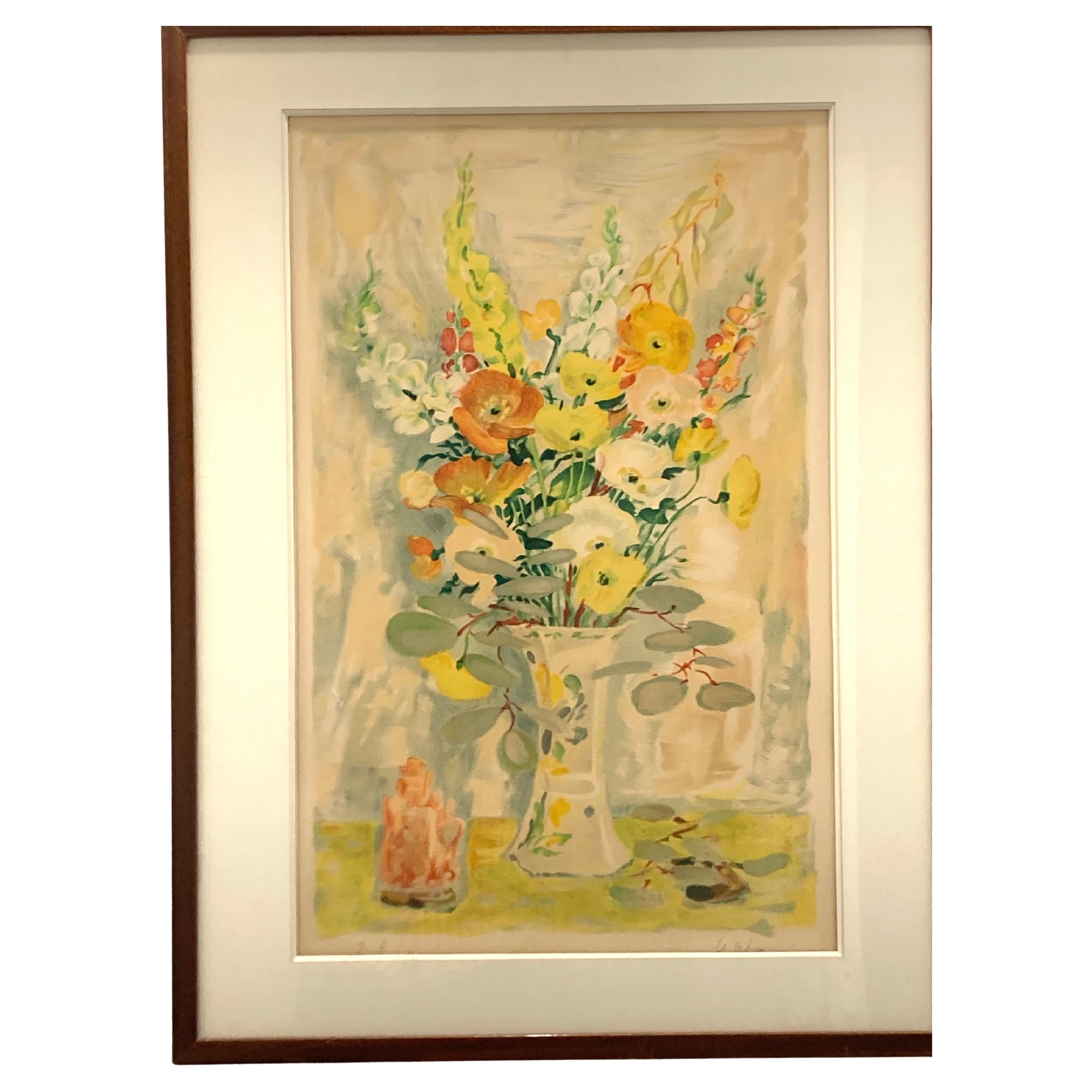 LE PHO Lithographie  E.A  Blumen (Moderne der Mitte des Jahrhunderts) im Angebot