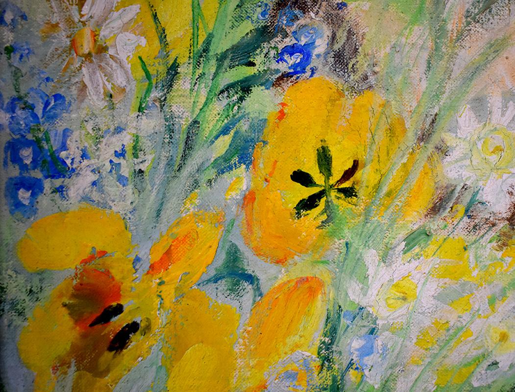 Flores y figuras  Fleurs et personnages - Ramo de flores vietnamita - Figurative Print Beige de Le Pho