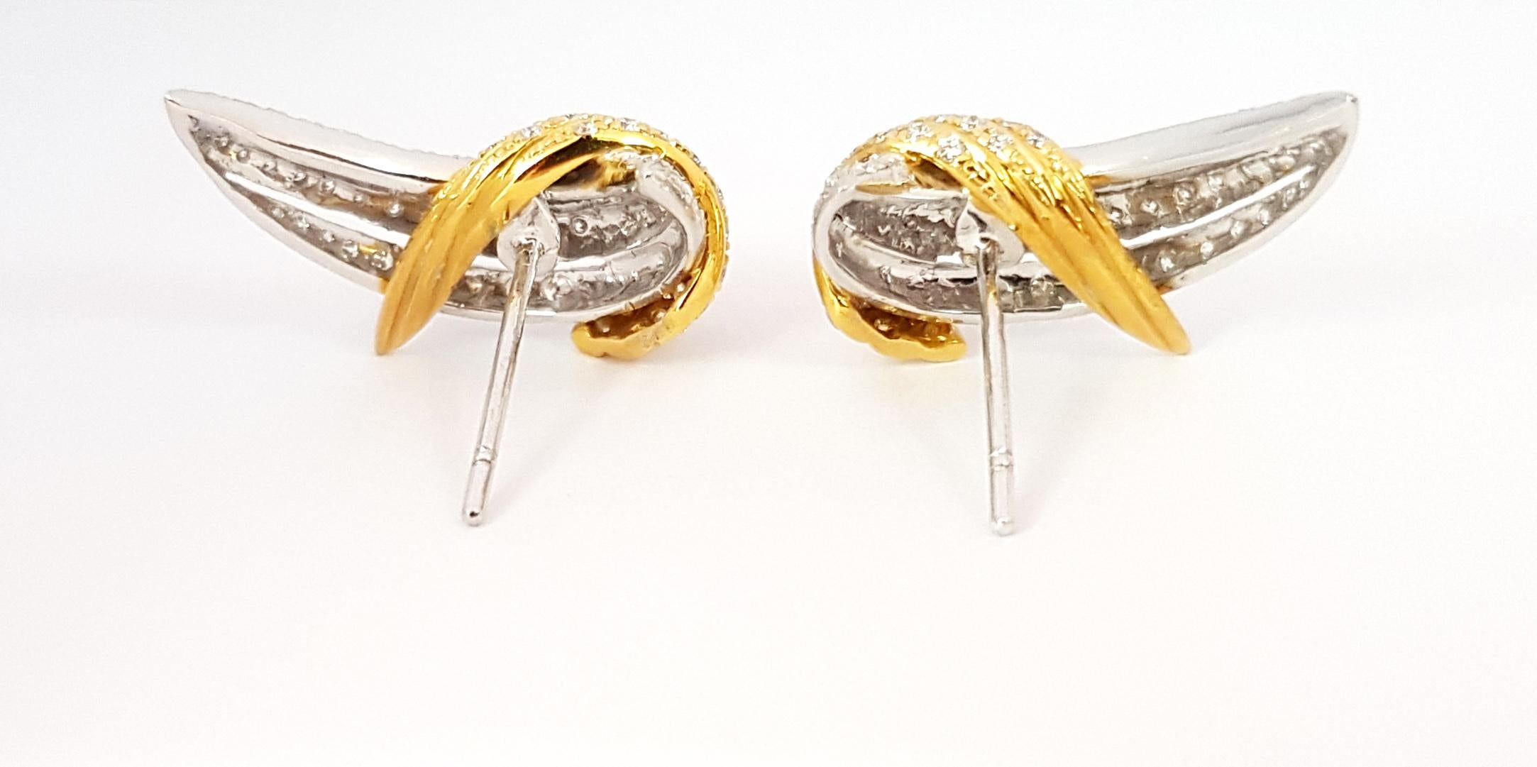 Le Phoenix Diamond Earrings Set in 18K Gold Settings For Sale 2