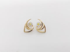 Le Phoenix over the Moon Yellow Sapphire and Diamond Earrings 18k Gold