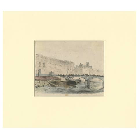 Le Pont des Arts – A 19th-Century Hand-Coloured View of Paris and the Seine
