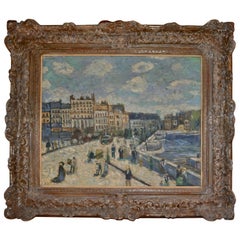 "Le Pont Neuf" after Renoir Painted by Unknown Artist F. Doucet