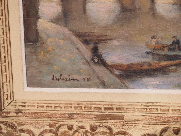 Le Pont Neuf Painting in Giltwood Frame by Ansaloni, Dated 1944