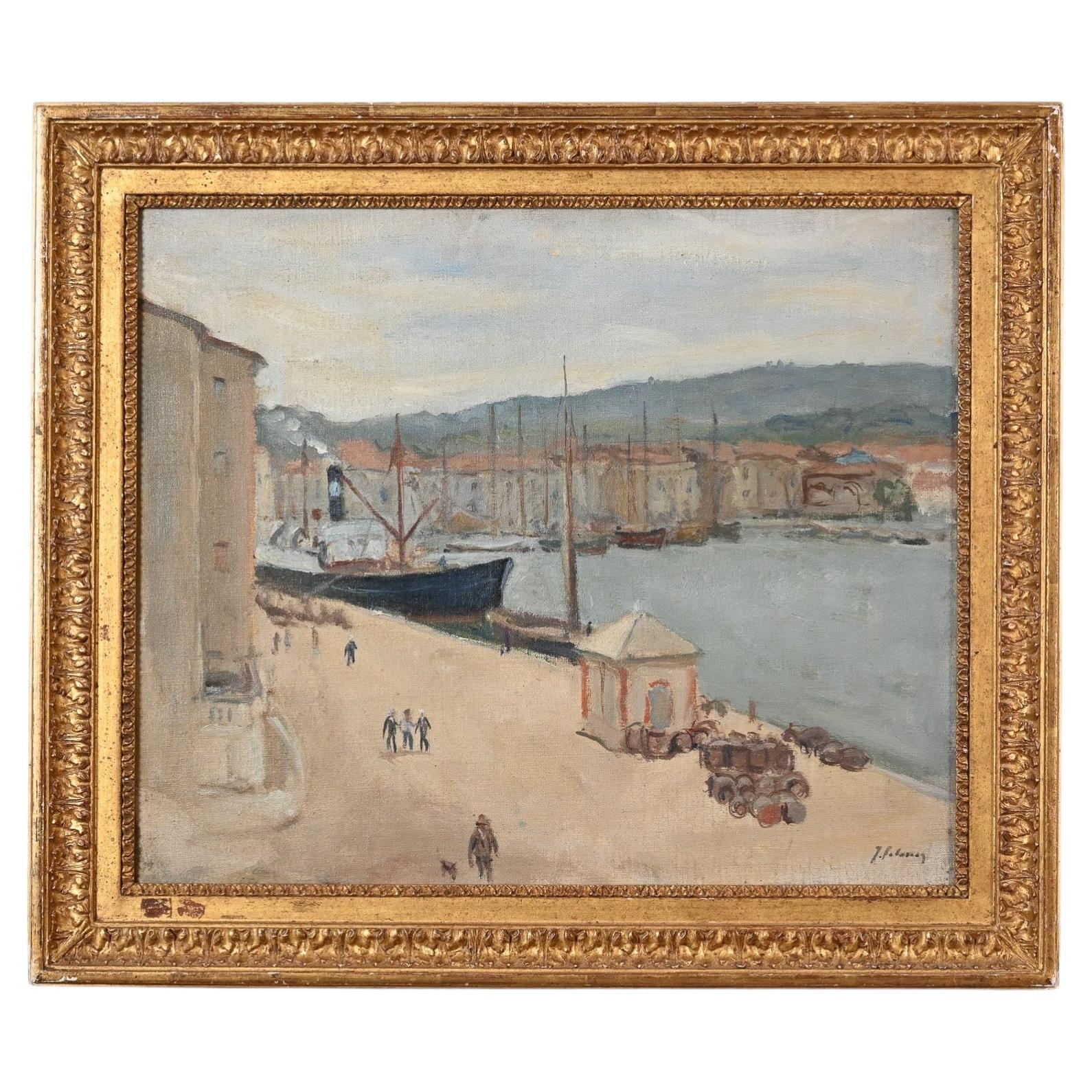 Le Port de Saint-Tropez, oil on canvas by Jacques Salomon, 1930