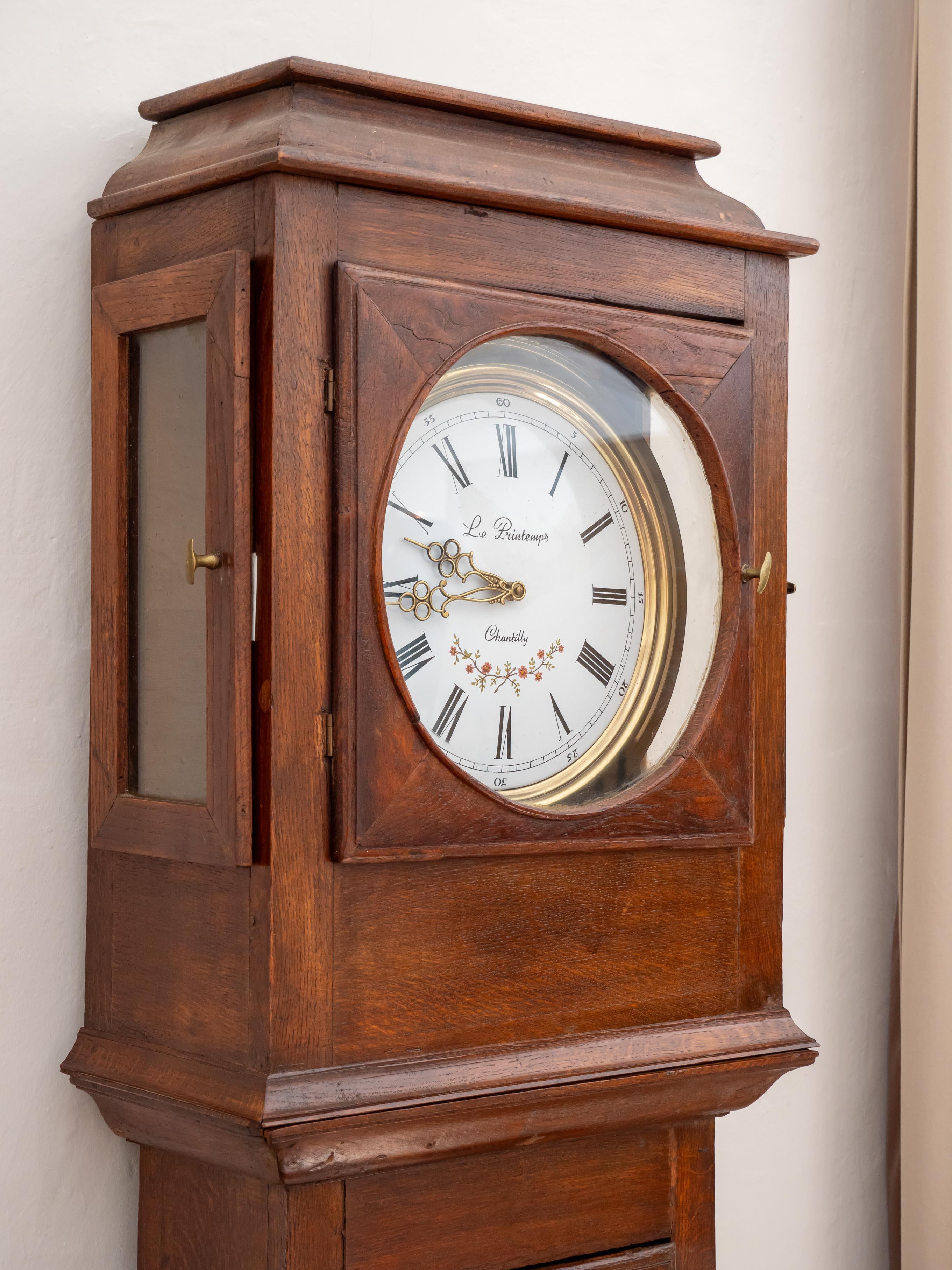 Hand-Carved LE PRINTEMPS CHANTILLY floor clock For Sale