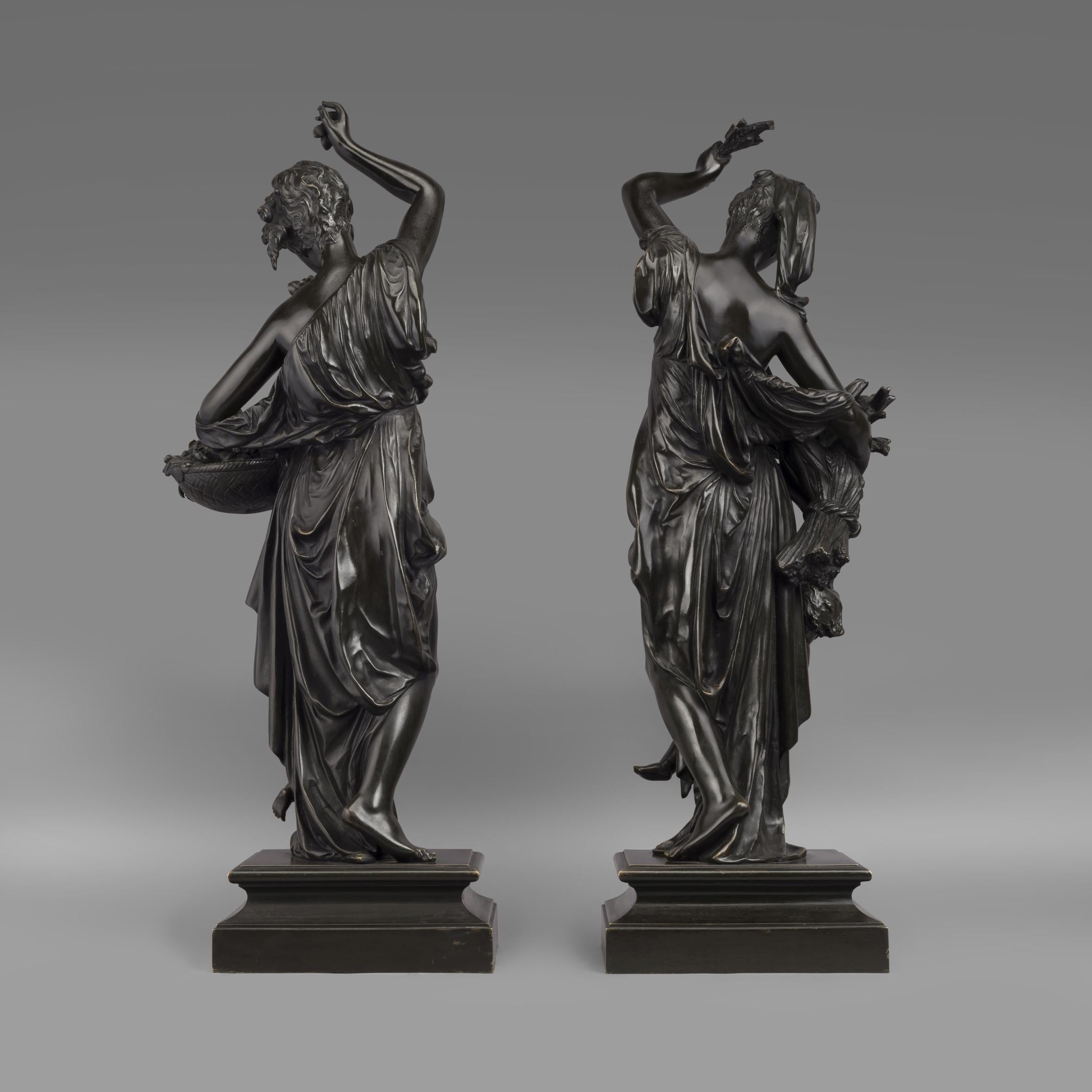 'Le Printemps et L'Eté', a pair of large patinated bronze allegorical figures depicting spring and summer after Albert Ernest Carrier-Belleuse.

Signed to the base of each figure 'A. Carrier-Belleuse'. 

Albert Ernest Carrier-Belleuse

Albert