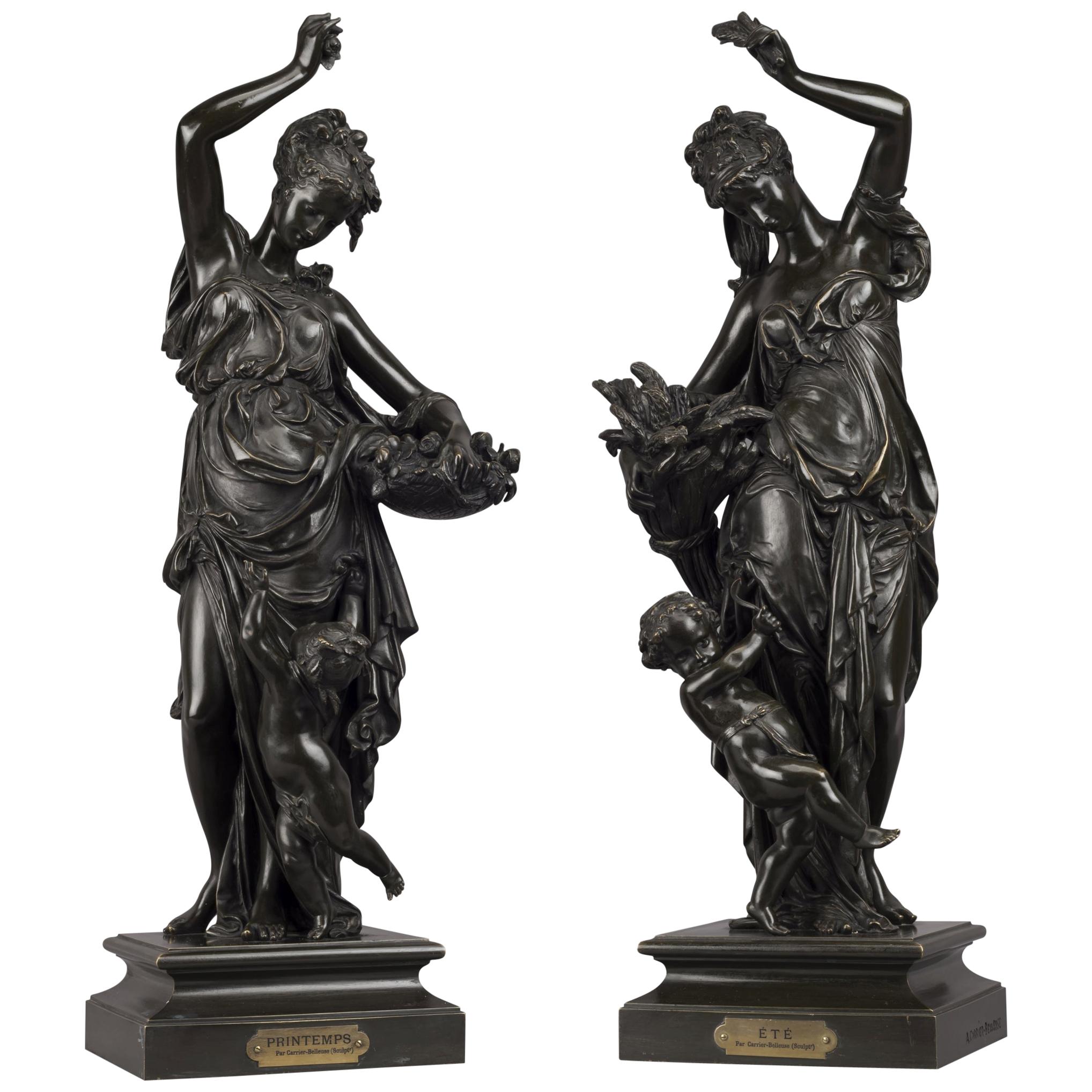 Le Printemps et L'Eté, Bronze Figures After Carrier-Belleuse. French, circa 1870