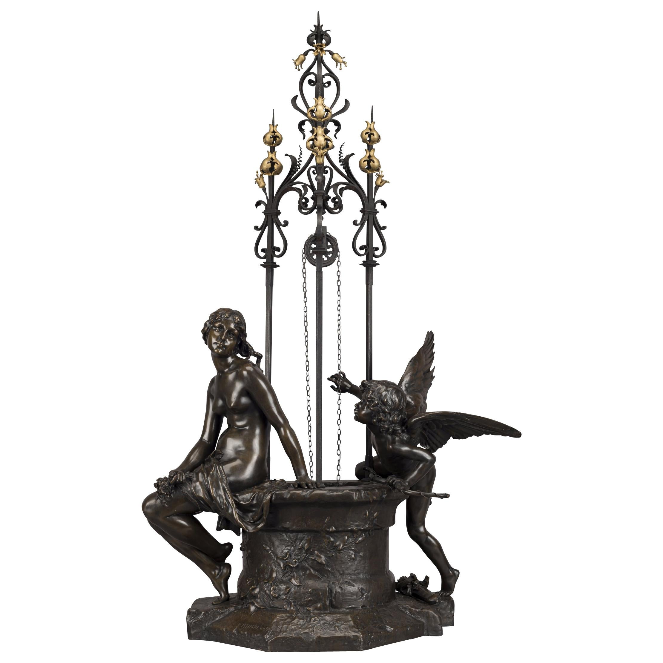 'Le Puits Qui Parle' an Exhibition Bronze, Paul Eugène Mengin French, circa 1900 For Sale
