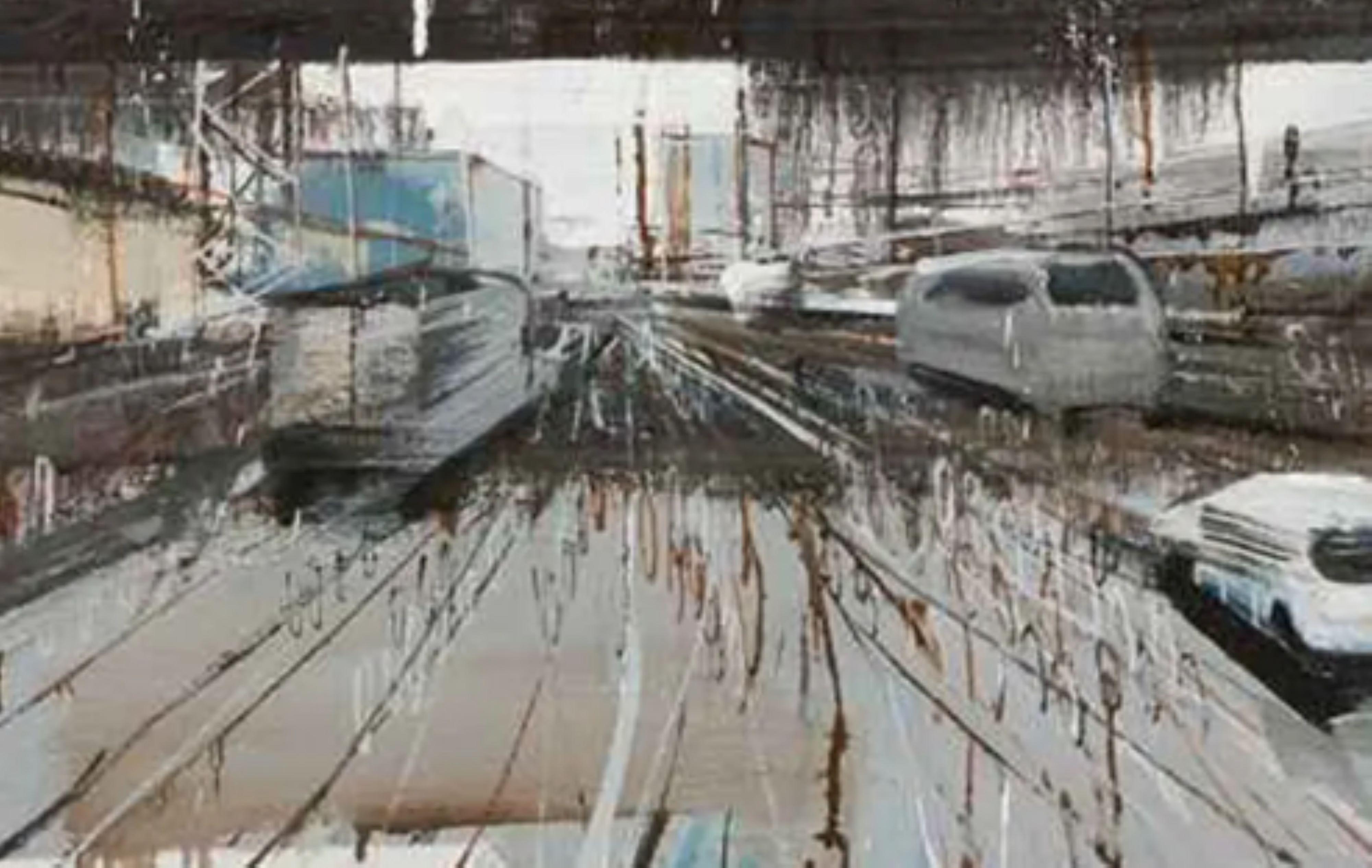Puente Long Bien 6 - Painting Contemporáneo de Le Quy Tong