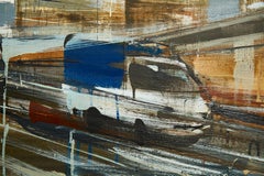 'Speed Under the Bridge' Contemporary Painting of Urban Scene