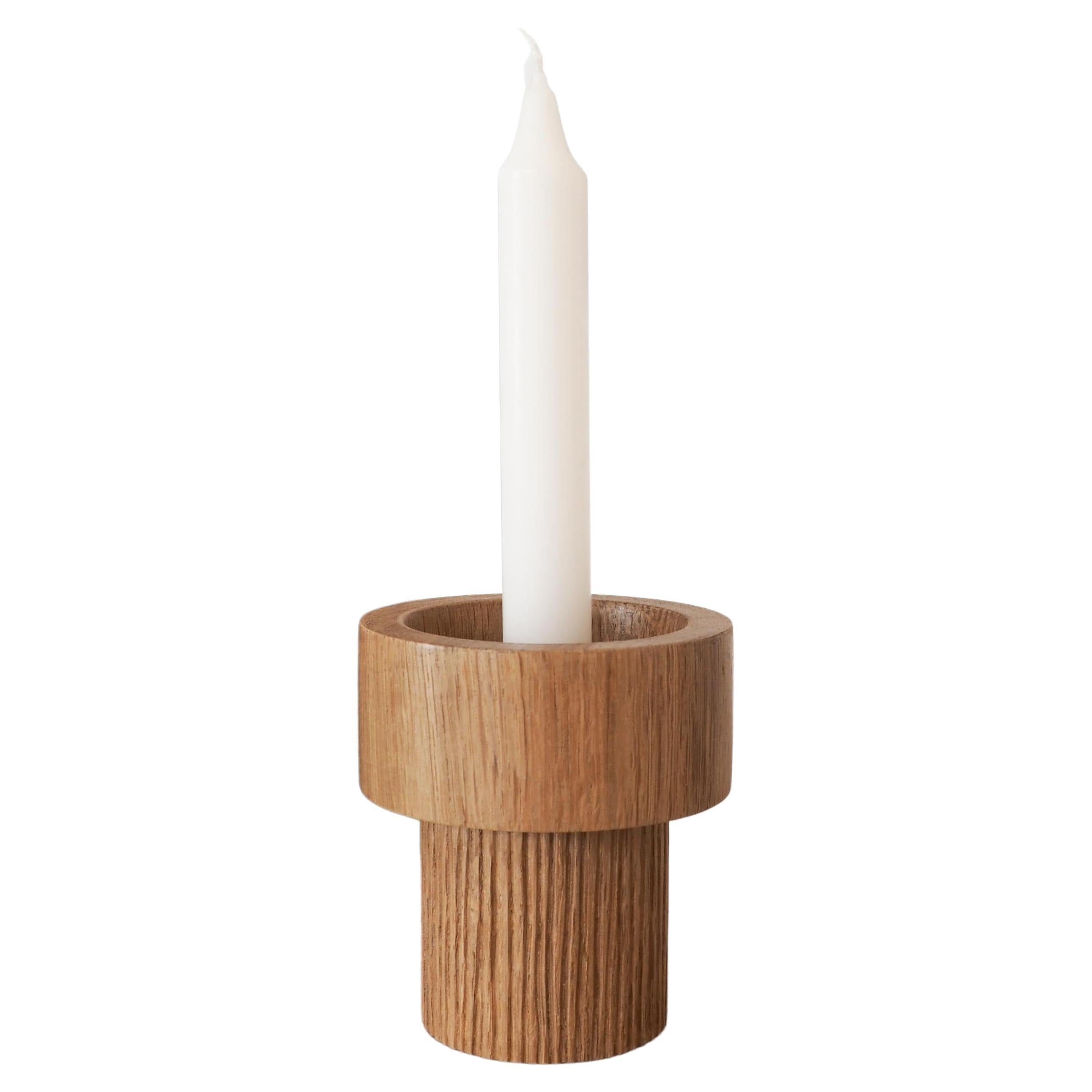 LE RAYÉ candlestick, oak wood, handmade in France, OROS Editiion For Sale