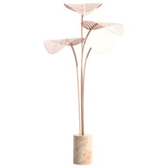 Le Refuge Floor Lamp by Marc Ange in Rosa Portogallo Marble with Pink Leaves