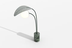 Le Refuge Floor Lamp by Marc Ange with Green Marble Base and Green Metal Leaf
