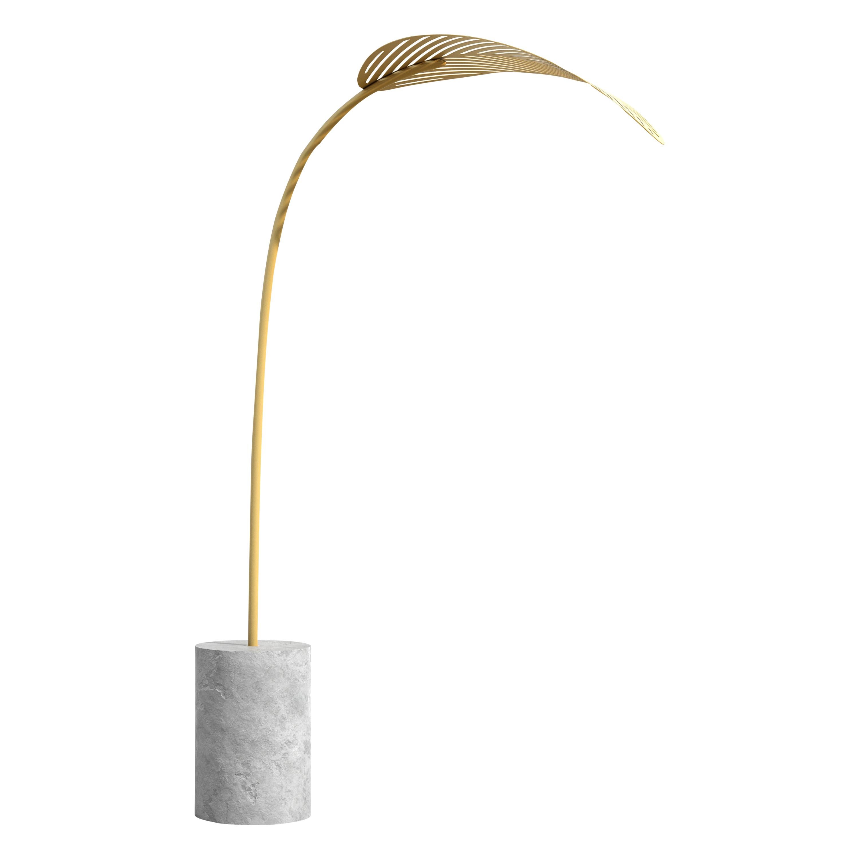 Le Refuge Shade by Marc Ange with Concrete Base and Yellow Metal Leaf For Sale