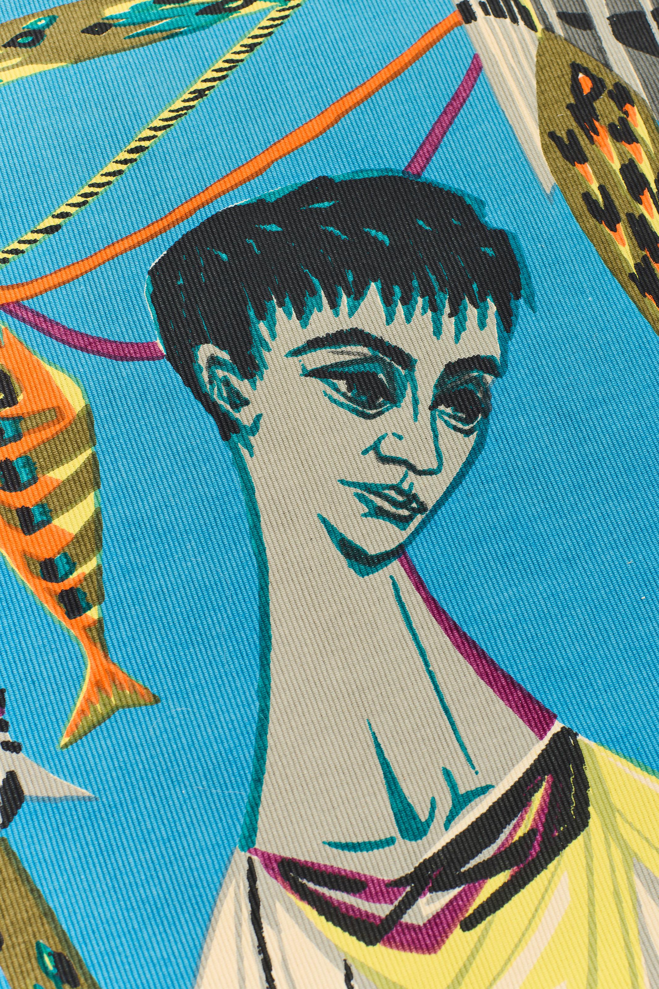 Le Remailleur de Filet - Wandteppich aus der Jahrhundertmitte von Robert Debiève, Frankreich, 1950er Jahre (Moderne der Mitte des Jahrhunderts) im Angebot