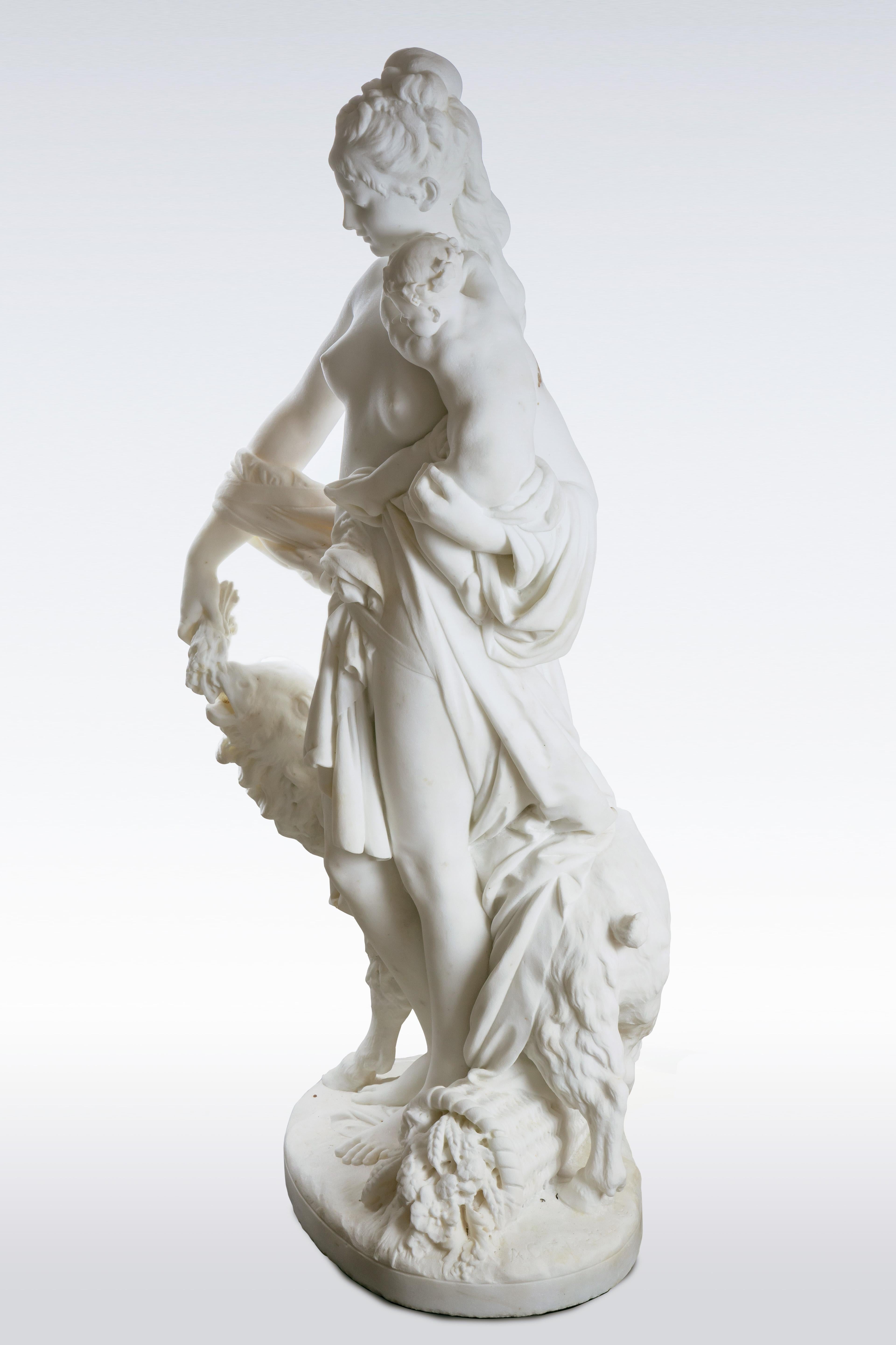 Le Retour des Champs ‘Return from the Harvest’ Carrara Marble, Signed and Dated 9