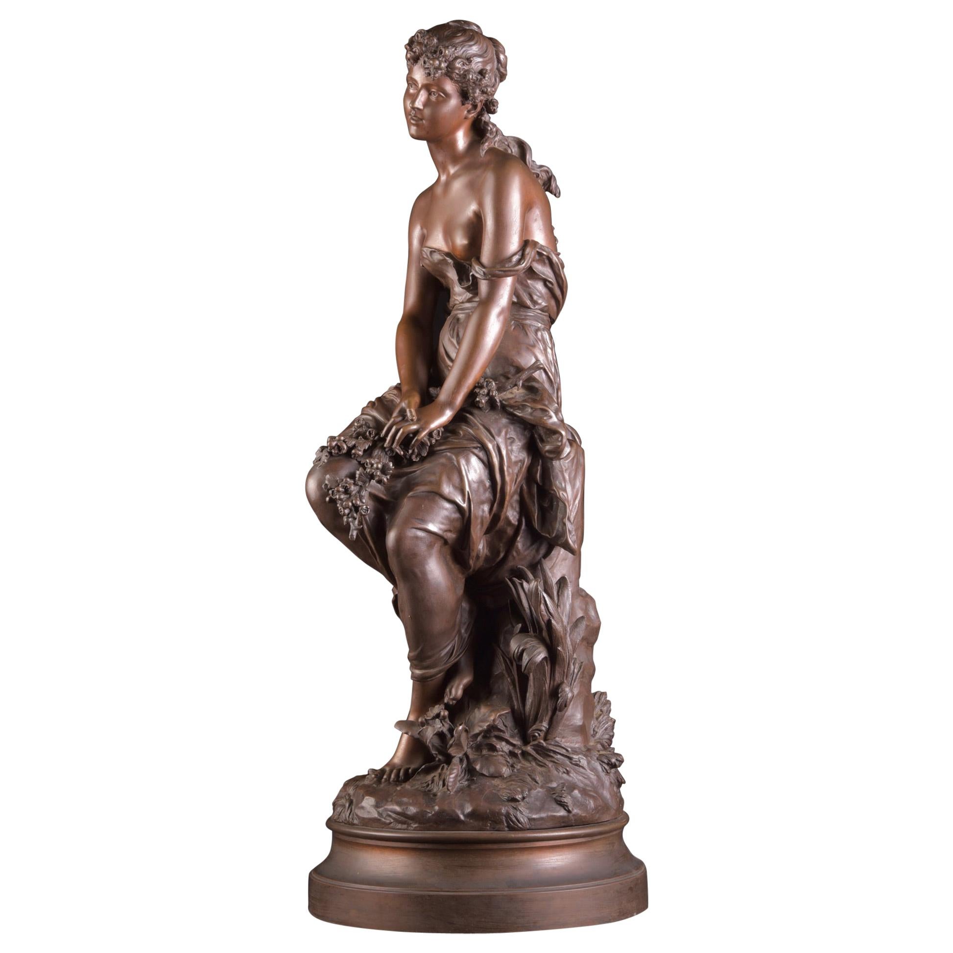 The Dream,  A Large Lovely Bronze Sculpture by Hippolyte Moreau ( 82 cm) 