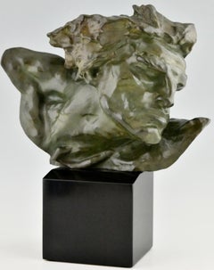 Le Rhone Art Deco bronze sculpture of a man signed by André César Vermare