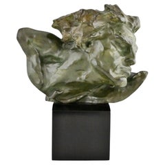 Le Rhone Escultura Art Decó en bronce de un hombre firmada por André César Vermare