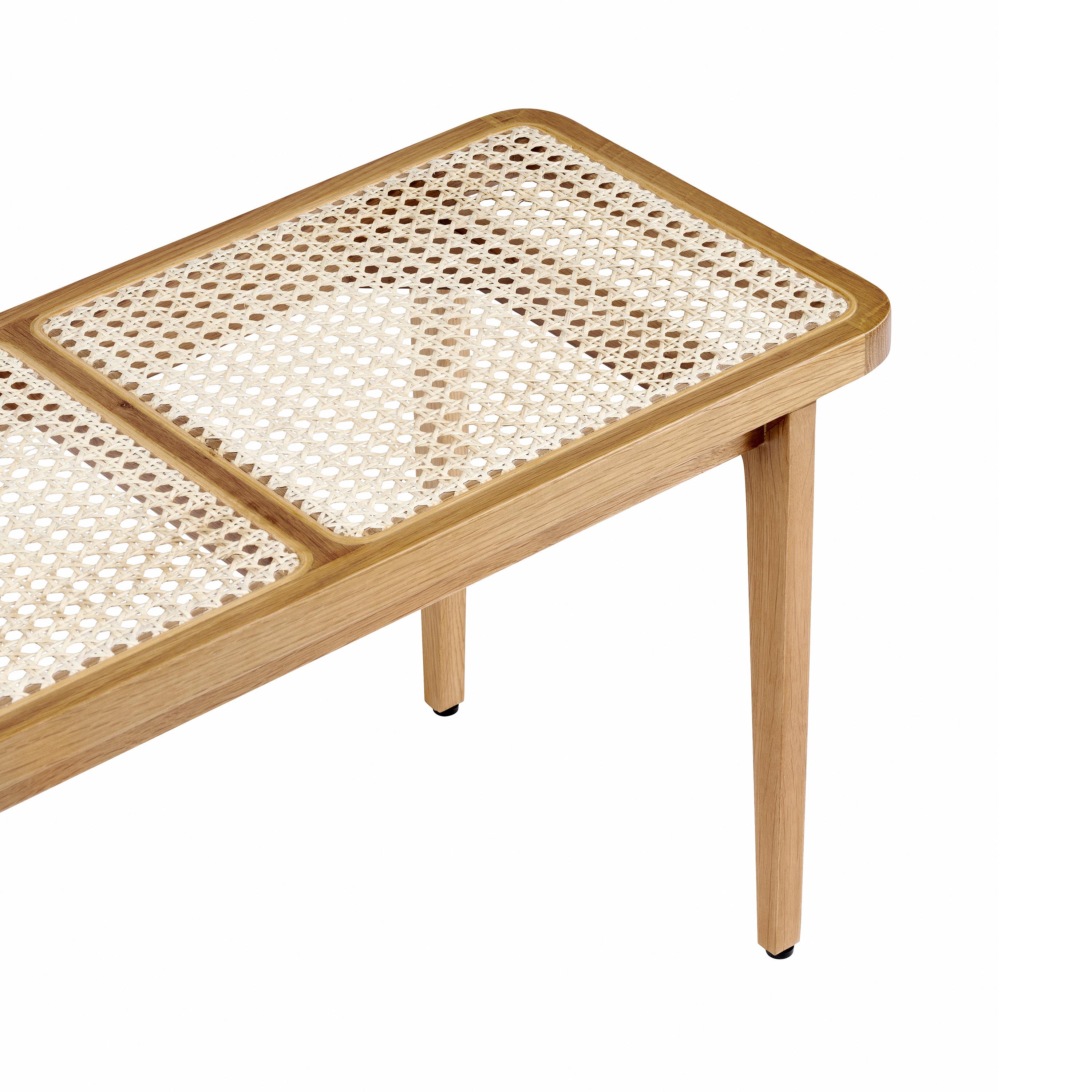 Scandinavian Modern 'Le Roi Bench' by Norr11 Natural Oak and Rattan For Sale